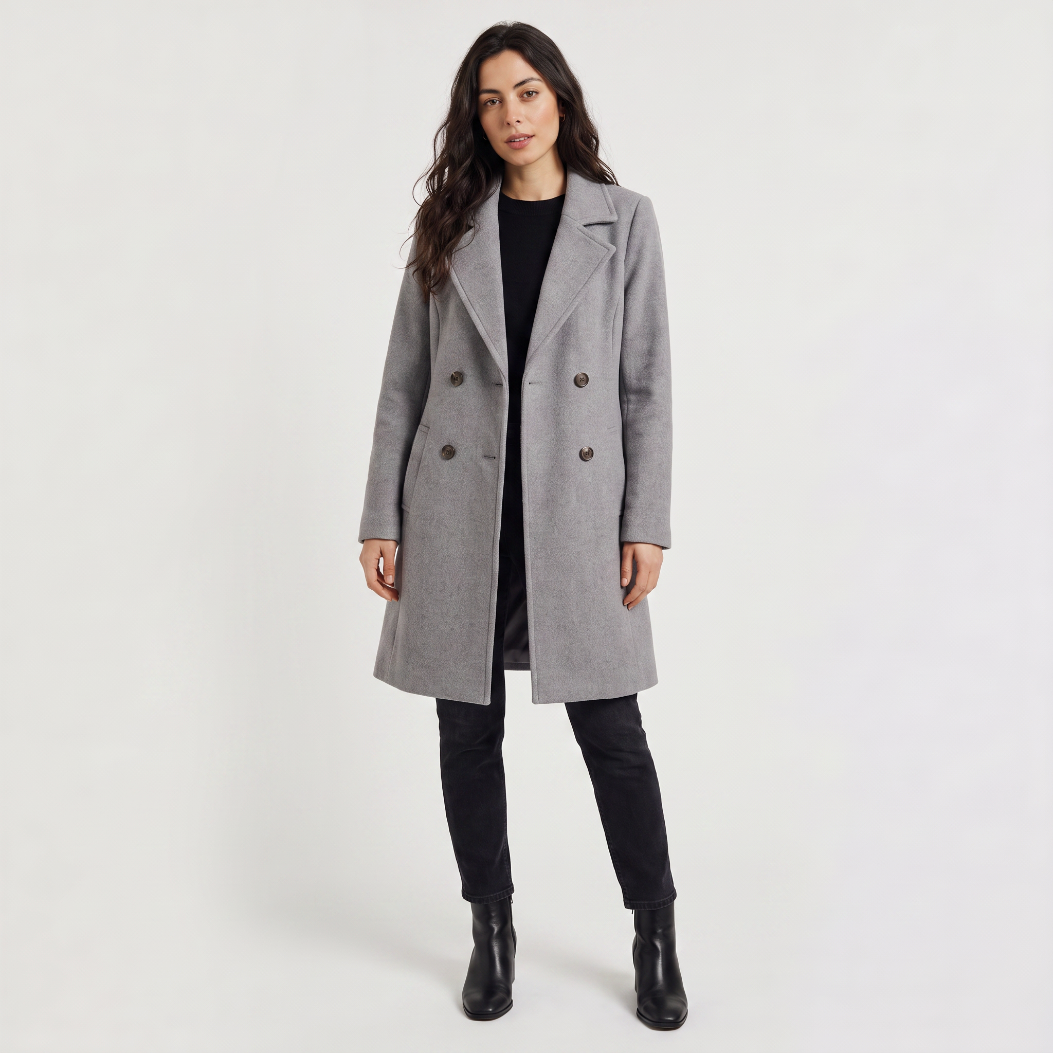 Women's Double-Breasted Wool Blend Coat