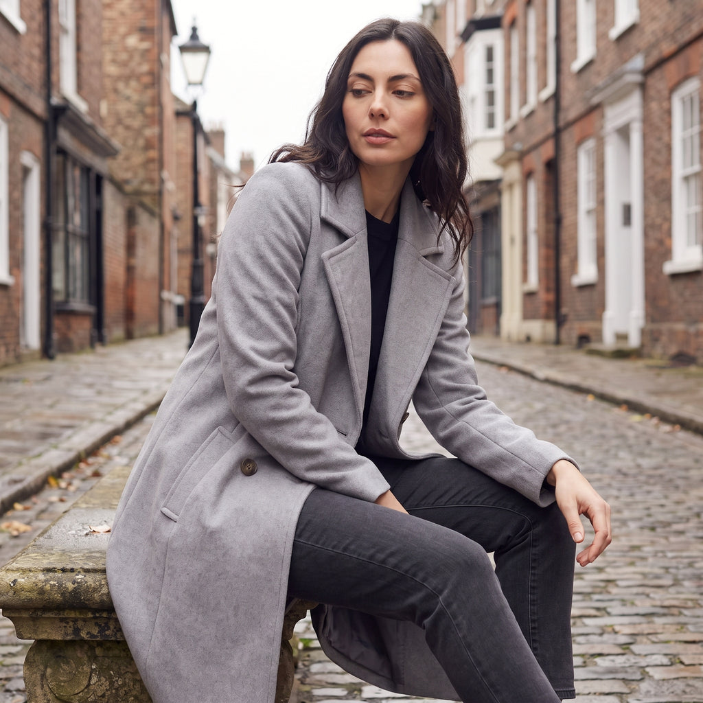 Women's Double-Breasted Wool Blend Coat