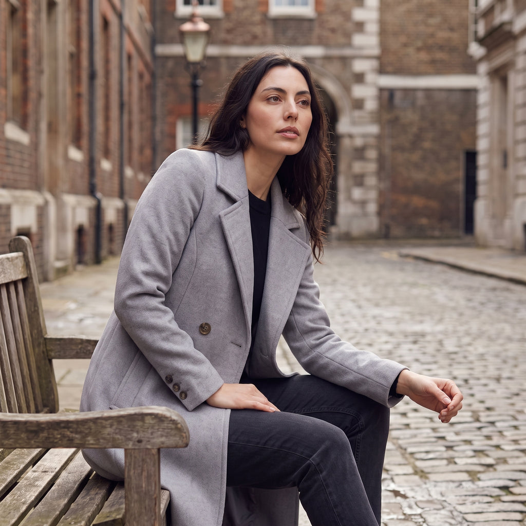 Women's Double-Breasted Wool Blend Coat