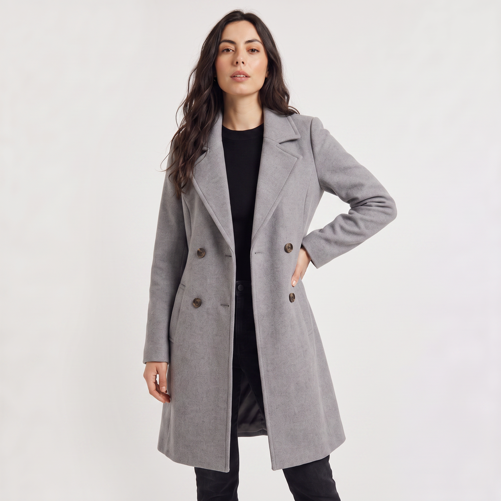 Women's Double-Breasted Wool Blend Coat