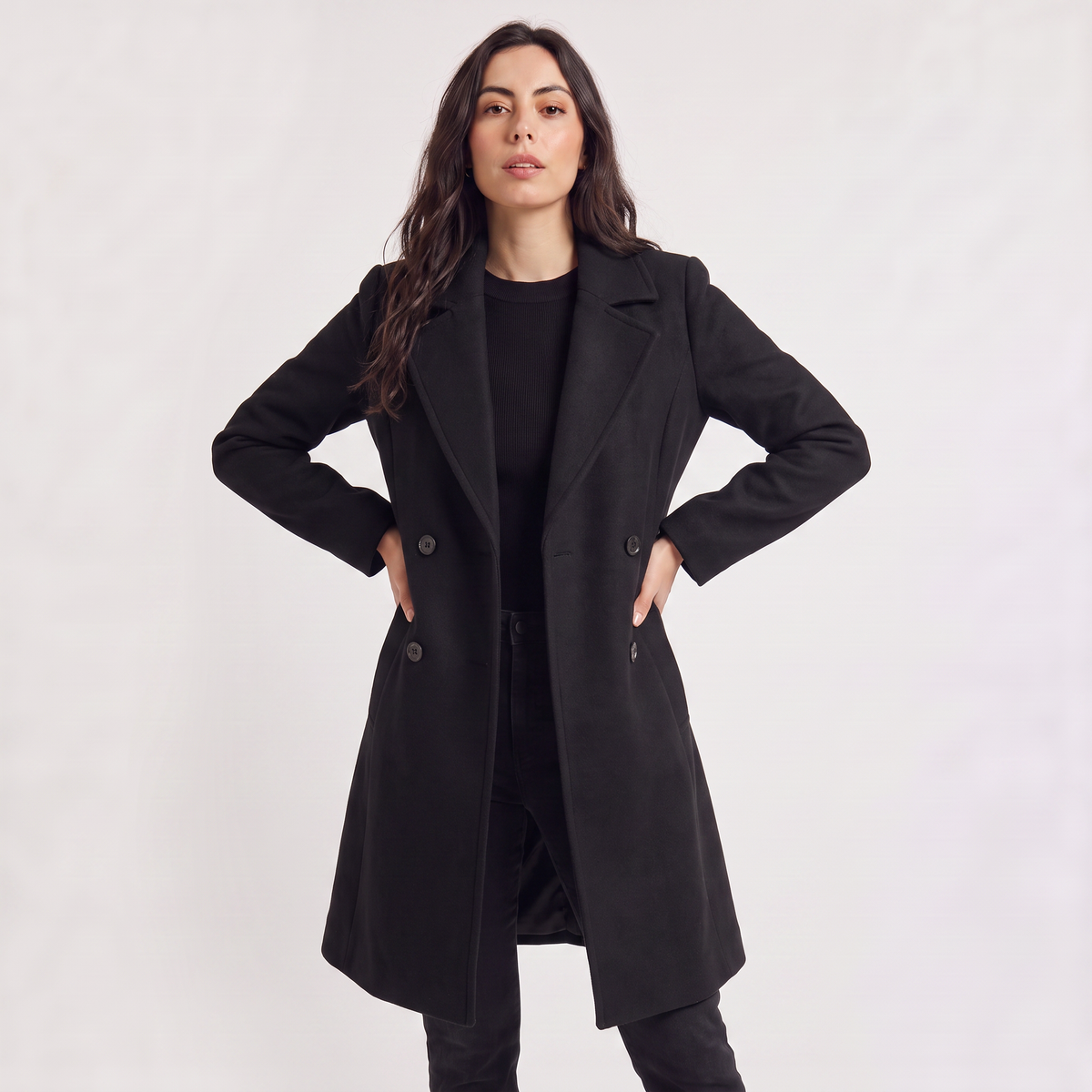 Women's Double-Breasted Wool Blend Coat