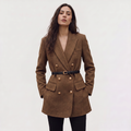 Women's Belted Double-Breasted Tweed Blazer