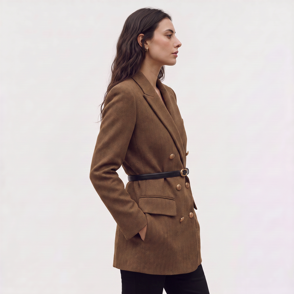 Women's Belted Double-Breasted Tweed Blazer