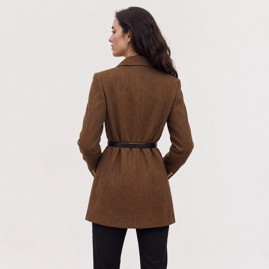 Women's Belted Double-Breasted Tweed Blazer
