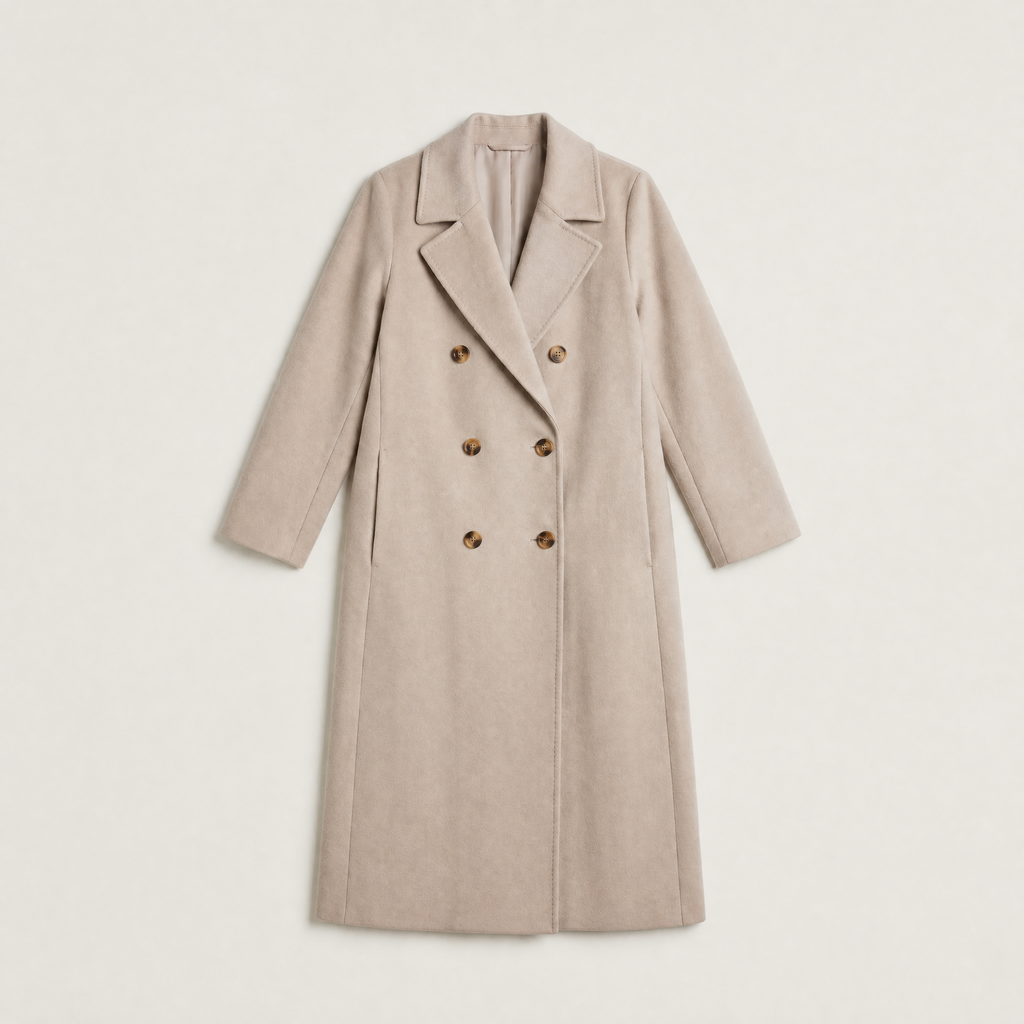 Women's Double-Breasted Wool Blend Long Coat