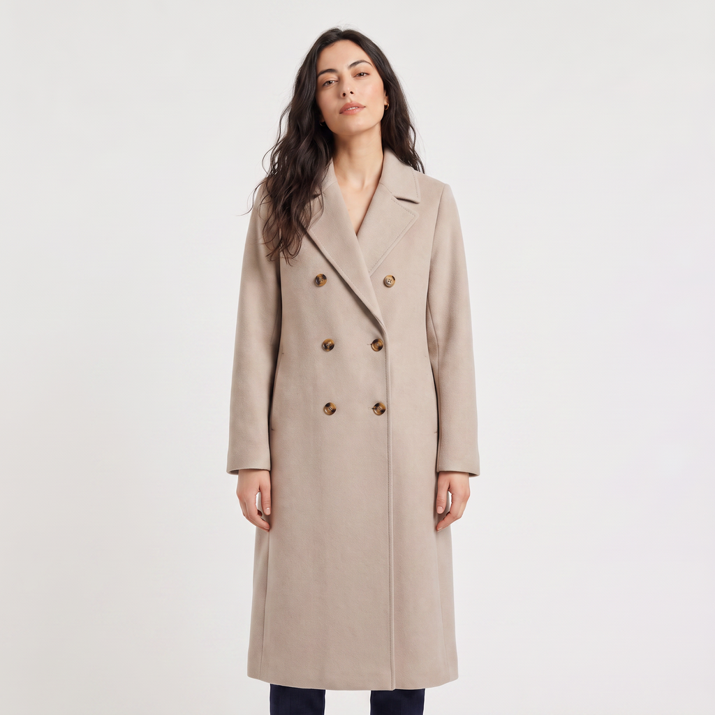 Women's Double-Breasted Wool Blend Long Coat