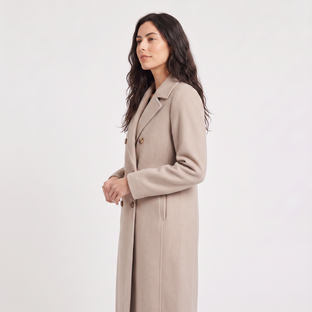 Women's Double-Breasted Wool Blend Long Coat