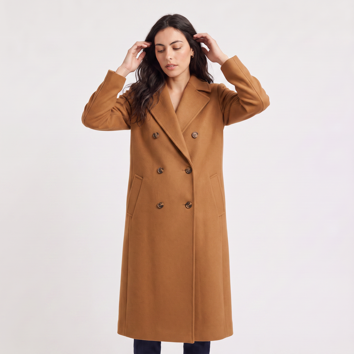 Women's Double-Breasted Wool Blend Long Coat