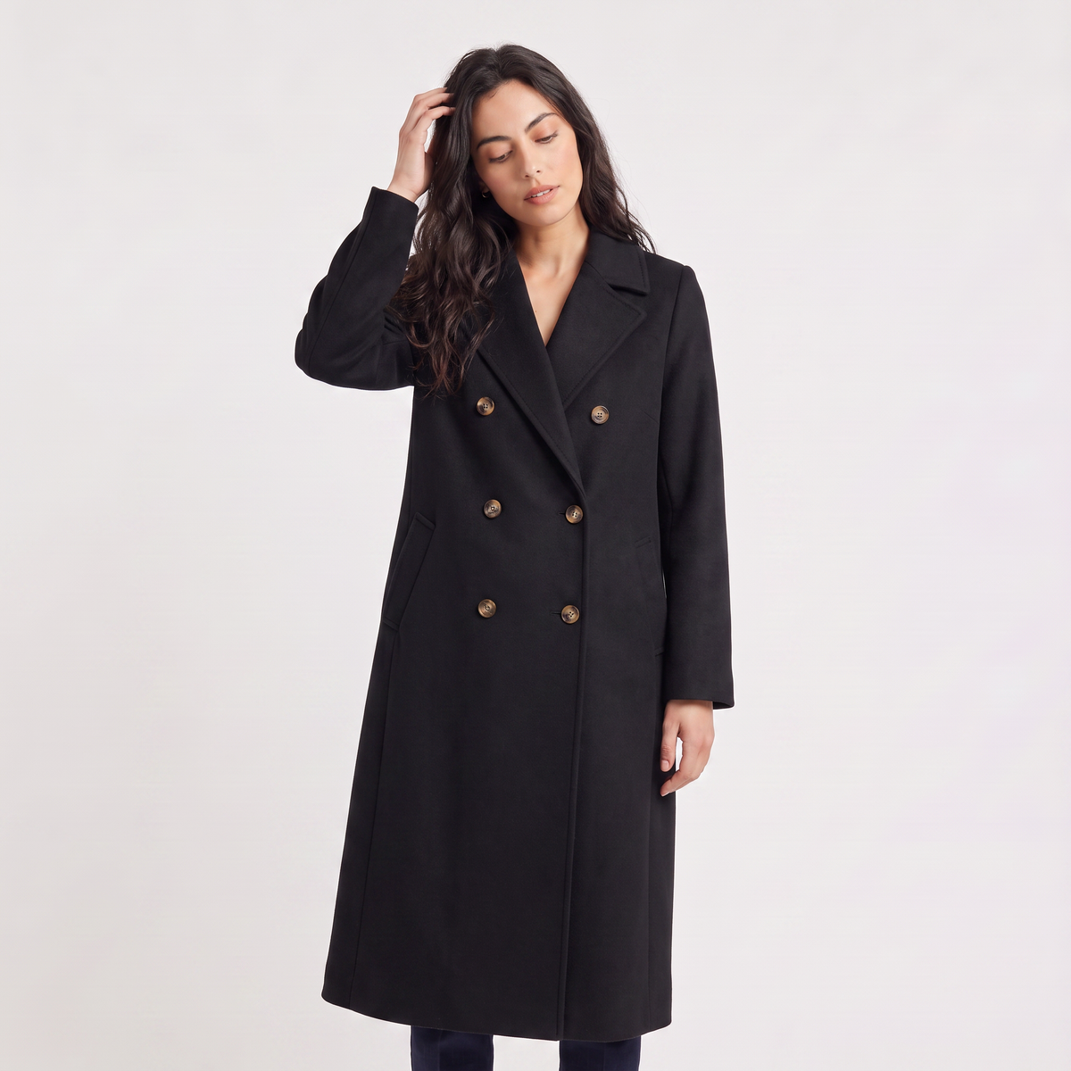 Women's Double-Breasted Wool Blend Long Coat