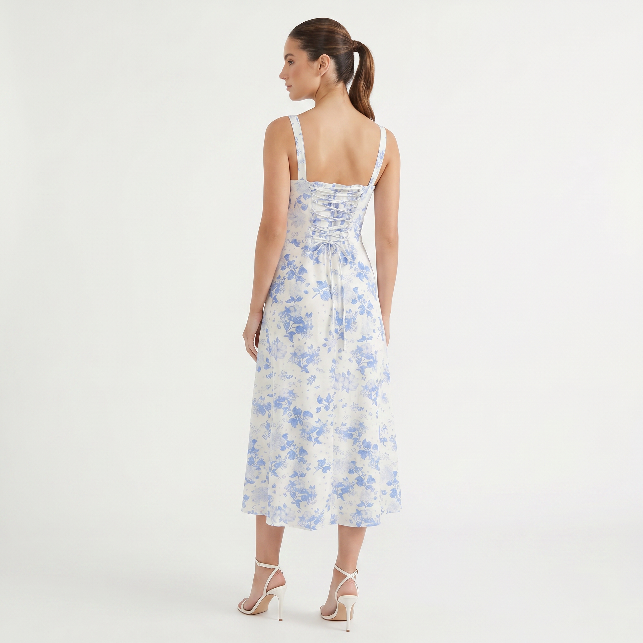 Women's Floral Tie Front Midi Dress