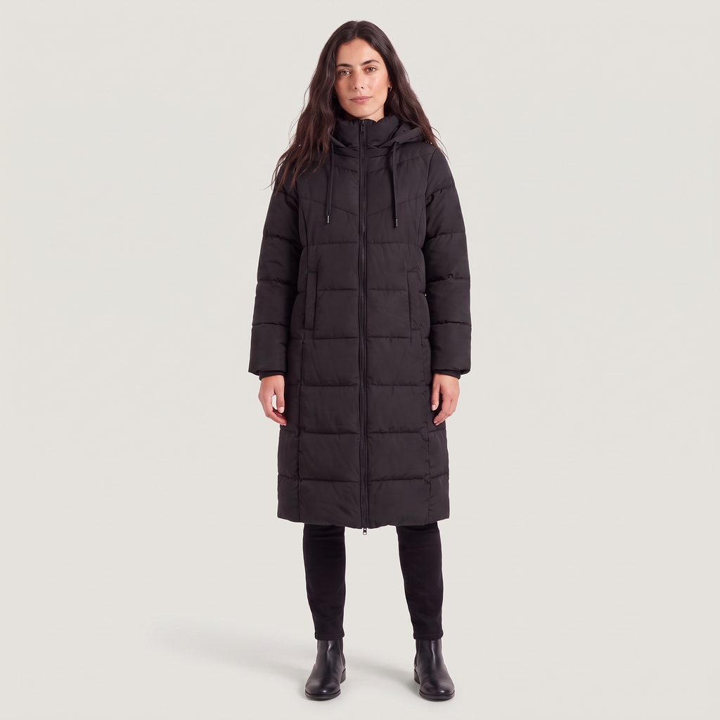 Women's Long Hooded Puffer Coat - Winter and Autumn Jacket