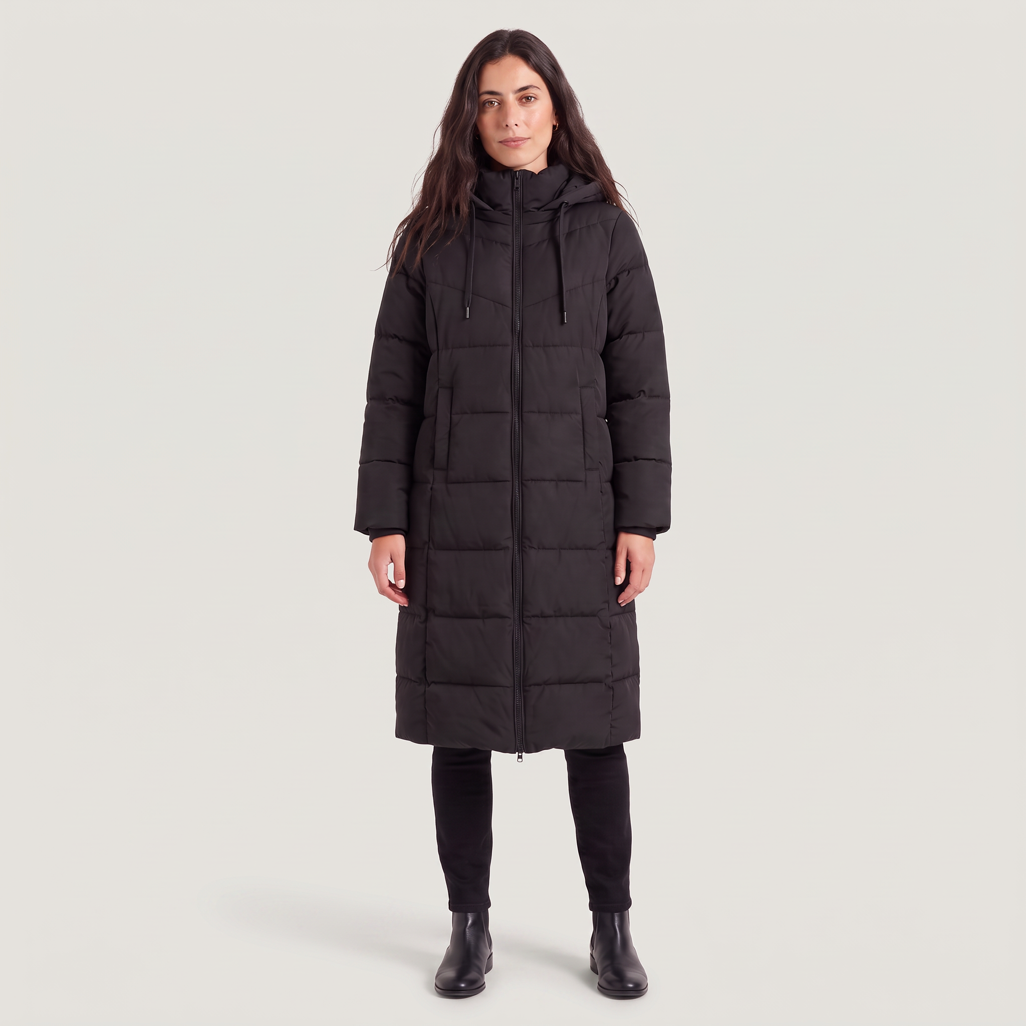 Women's Long Hooded Puffer Coat - Winter and Autumn Jacket