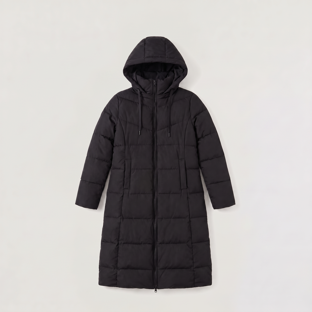 Women's Long Hooded Puffer Coat - Winter and Autumn Jacket