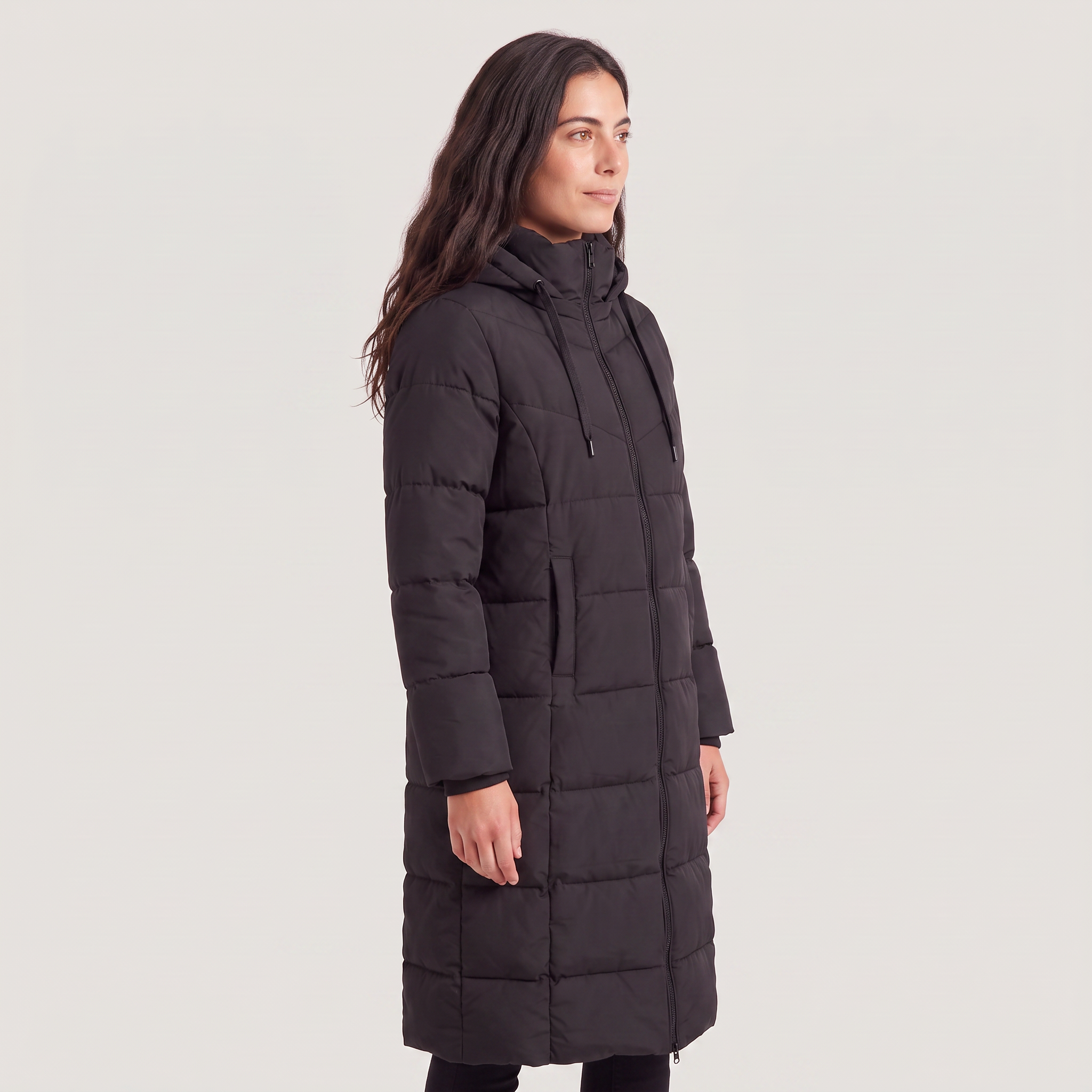 Women's Long Hooded Puffer Coat - Winter and Autumn Jacket