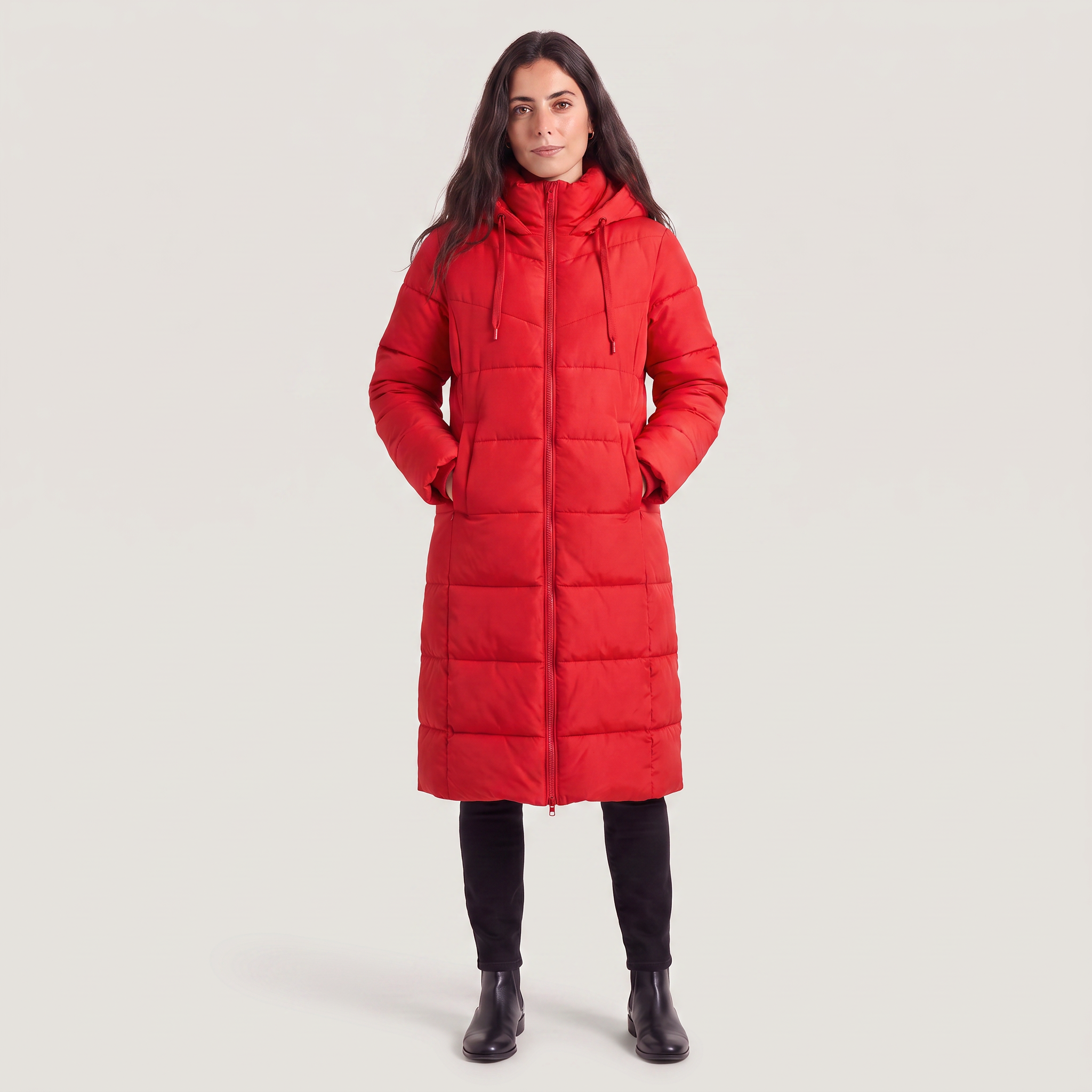 Women's Long Hooded Puffer Coat - Winter and Autumn Jacket