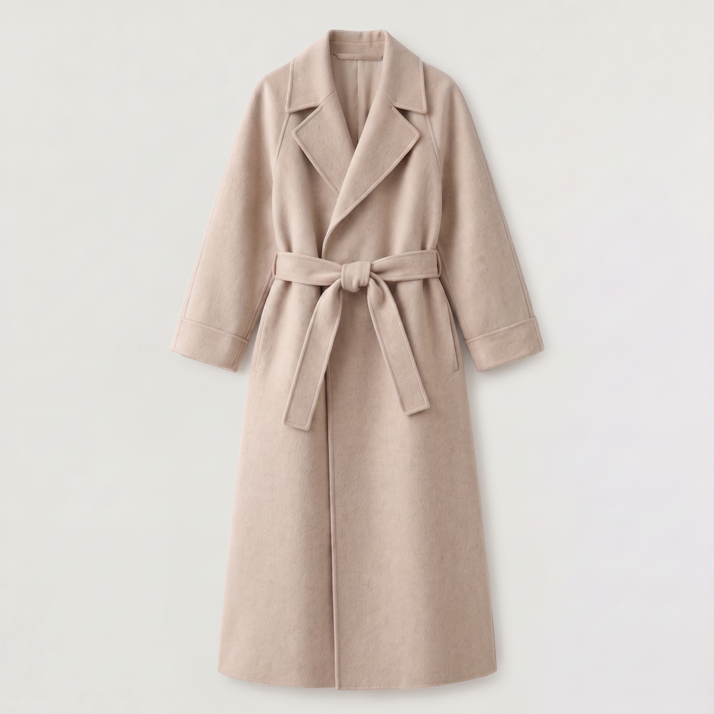 Women's Long Wrap Wool Blend Coat