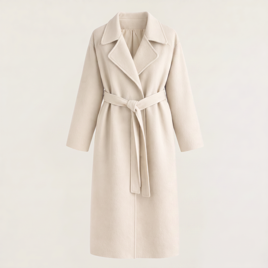 Women's Long Wrap Wool Blend Coat