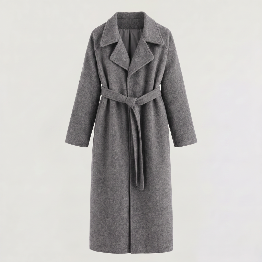 Women's Long Wrap Wool Blend Coat