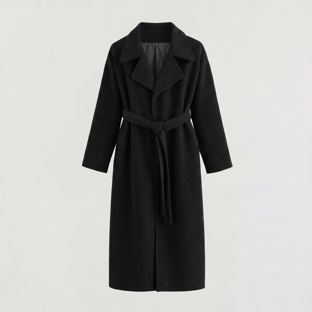 Women's Long Wrap Wool Blend Coat