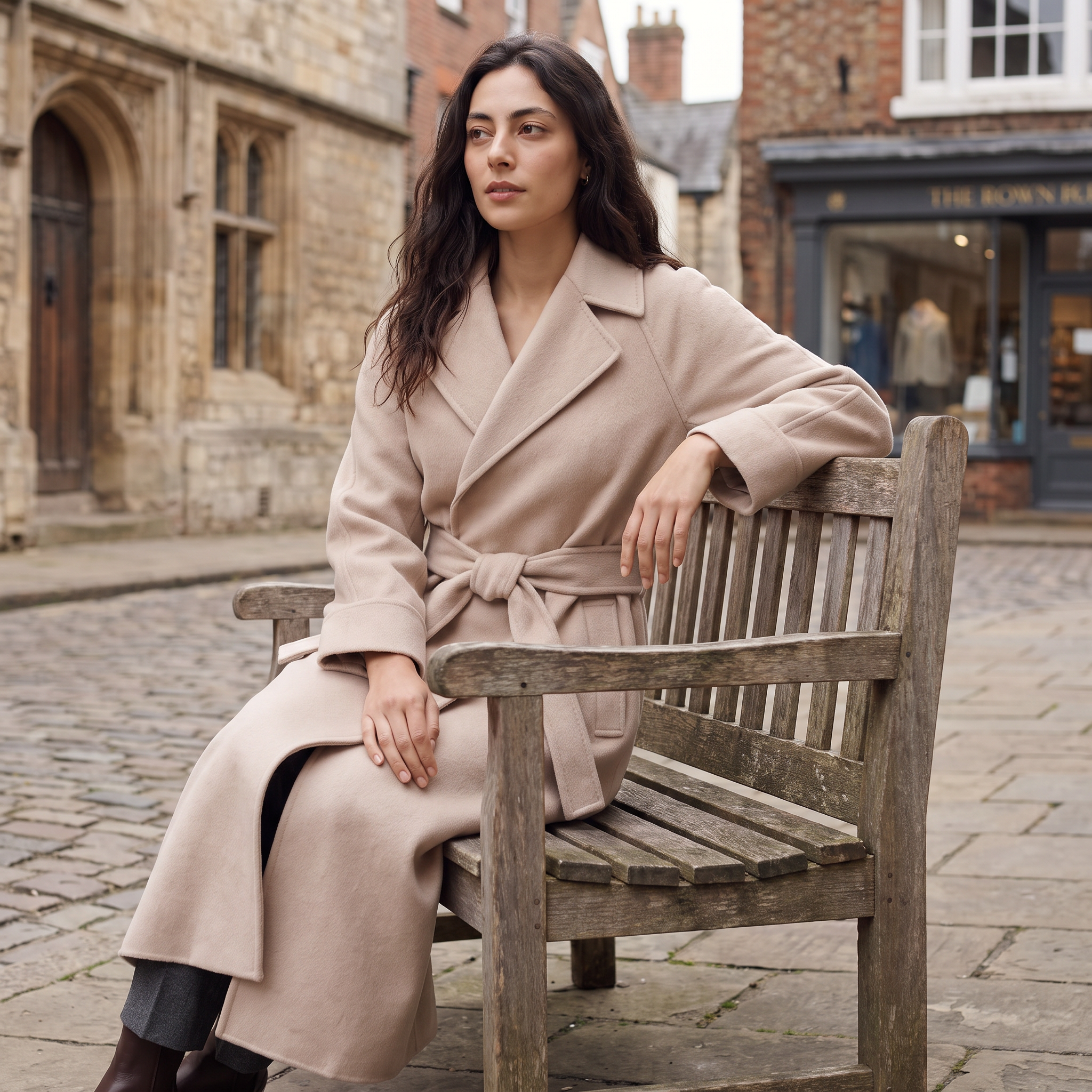 Women's Long Wrap Wool Blend Coat