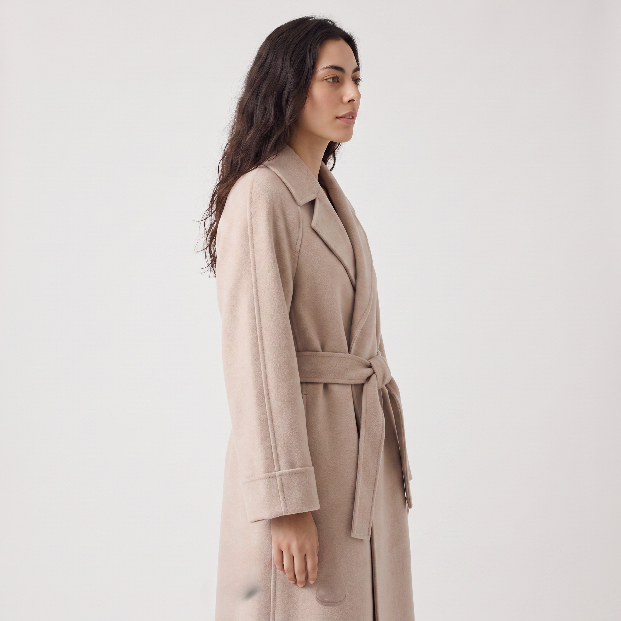 Women's Long Wrap Wool Blend Coat