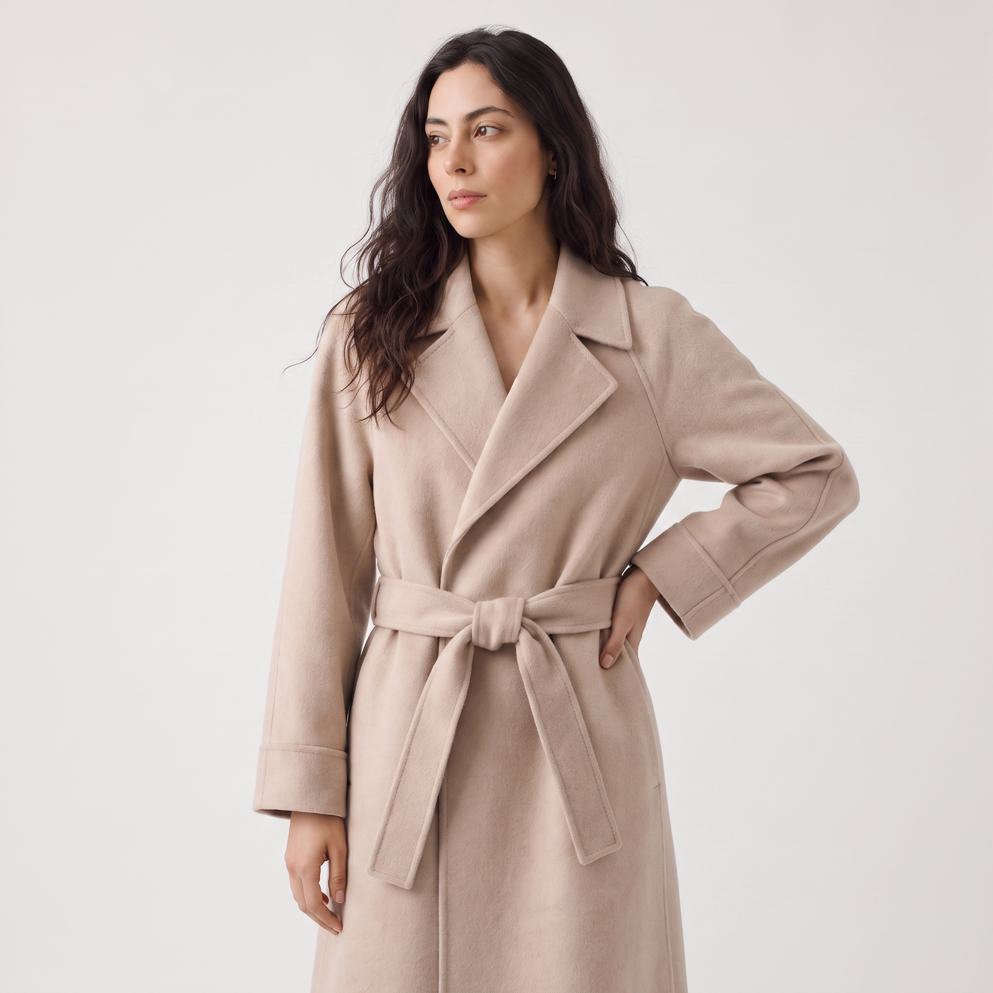Women's Long Wrap Wool Blend Coat