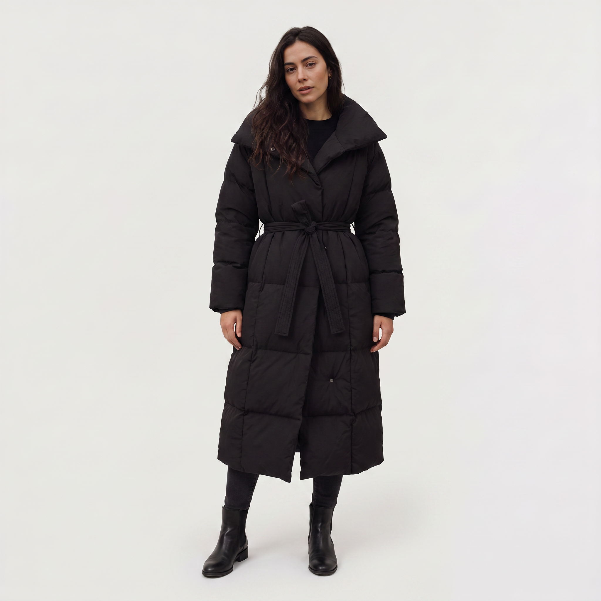 Women's Long Line Hooded Puffer Coat