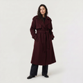Women's Long Belted Wool Blend Coat