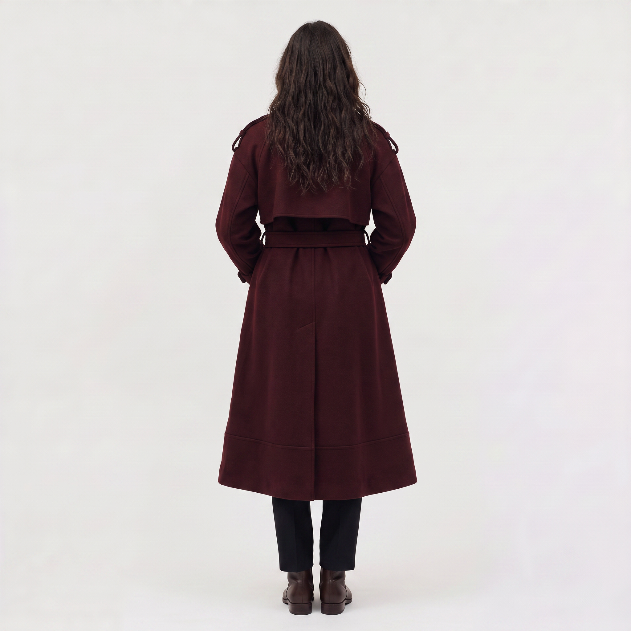 Women's Long Belted Wool Blend Coat