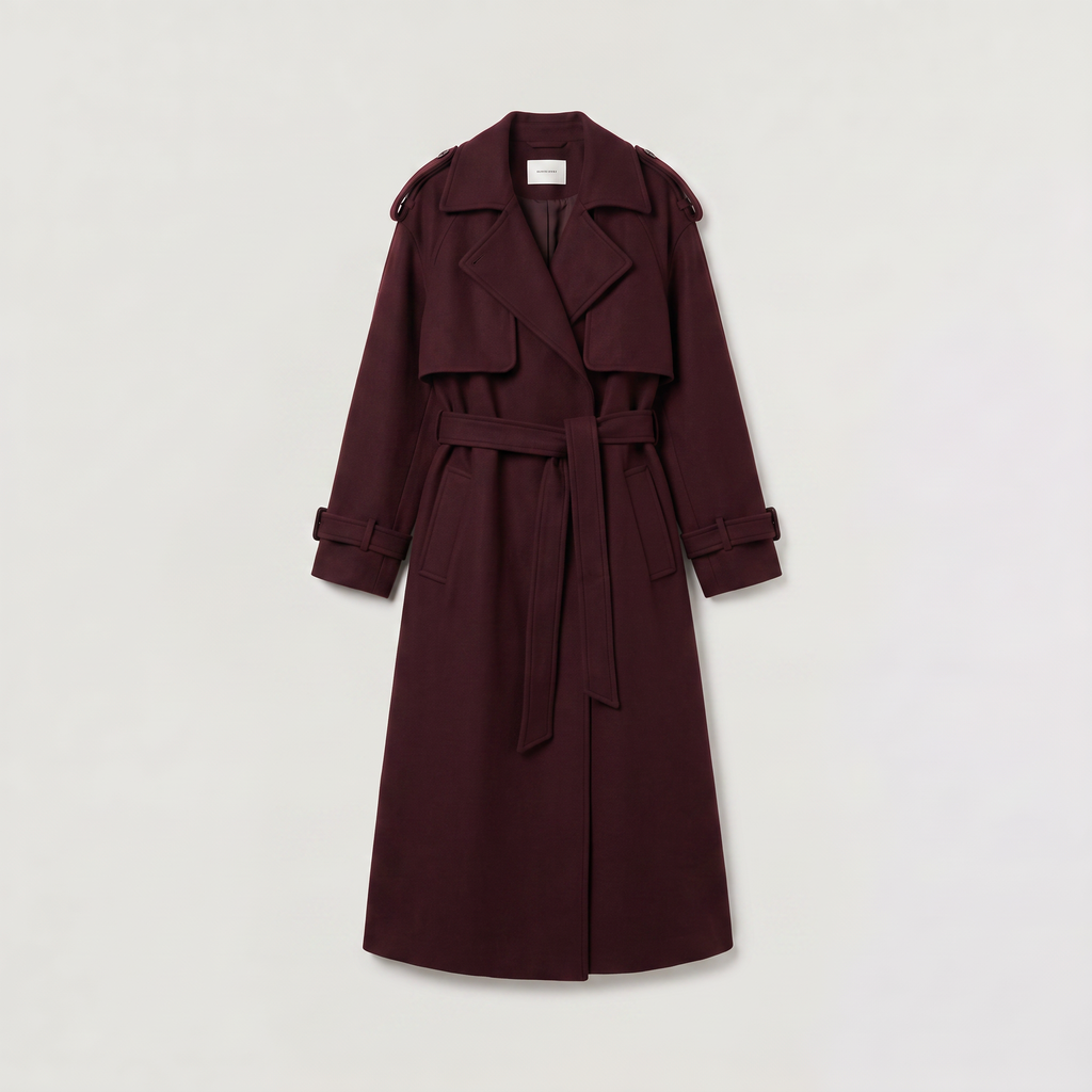 Women's Long Belted Wool Blend Coat