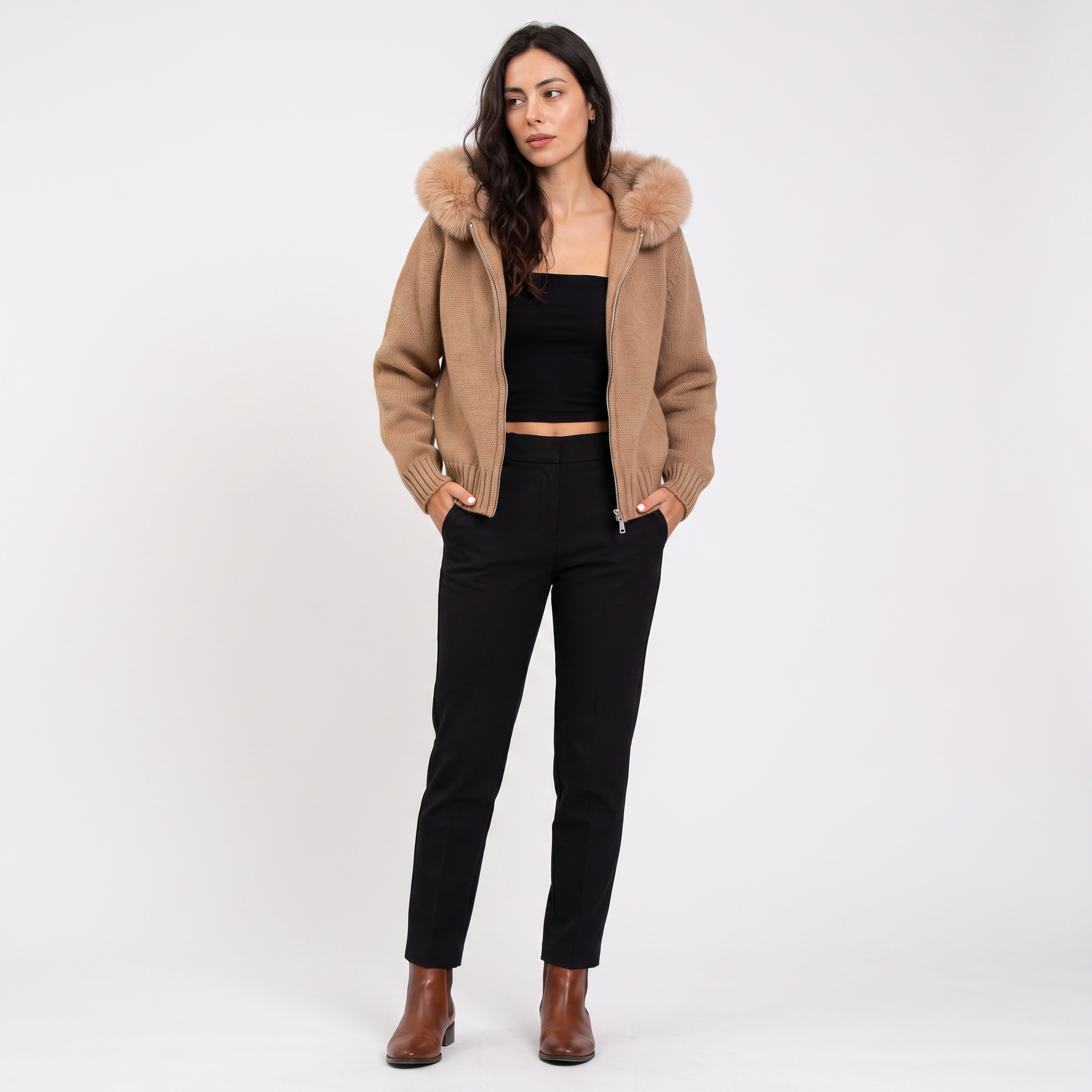 Women's Fur Collar Cardigan Jacket