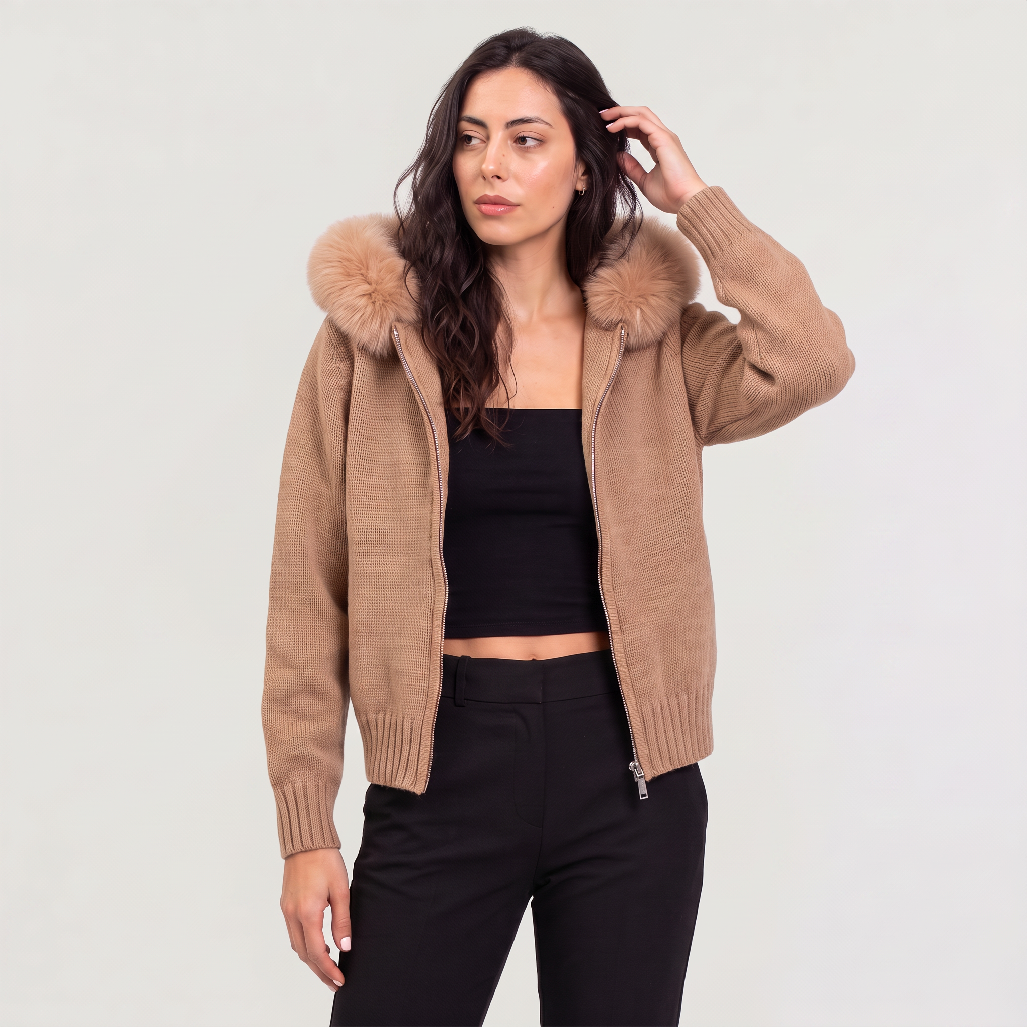 Women's Fur Collar Cardigan Jacket