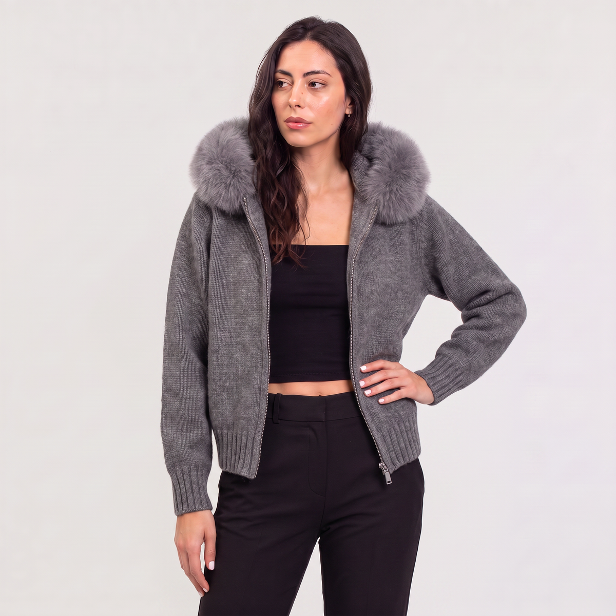 Women's Fur Collar Cardigan Jacket