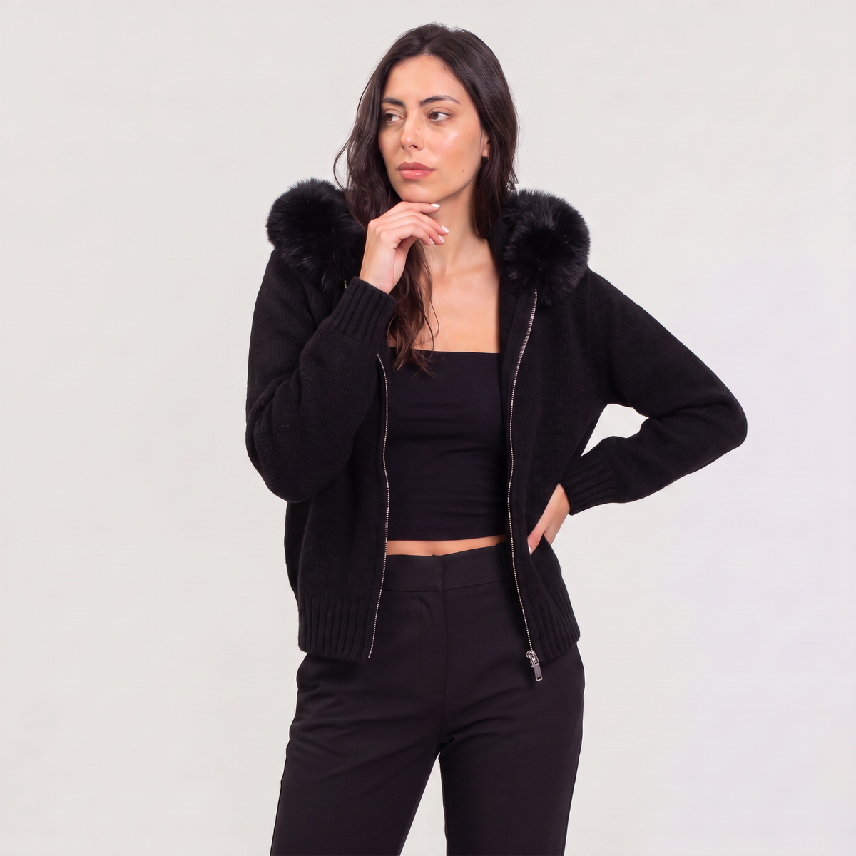 Women's Fur Collar Cardigan Jacket