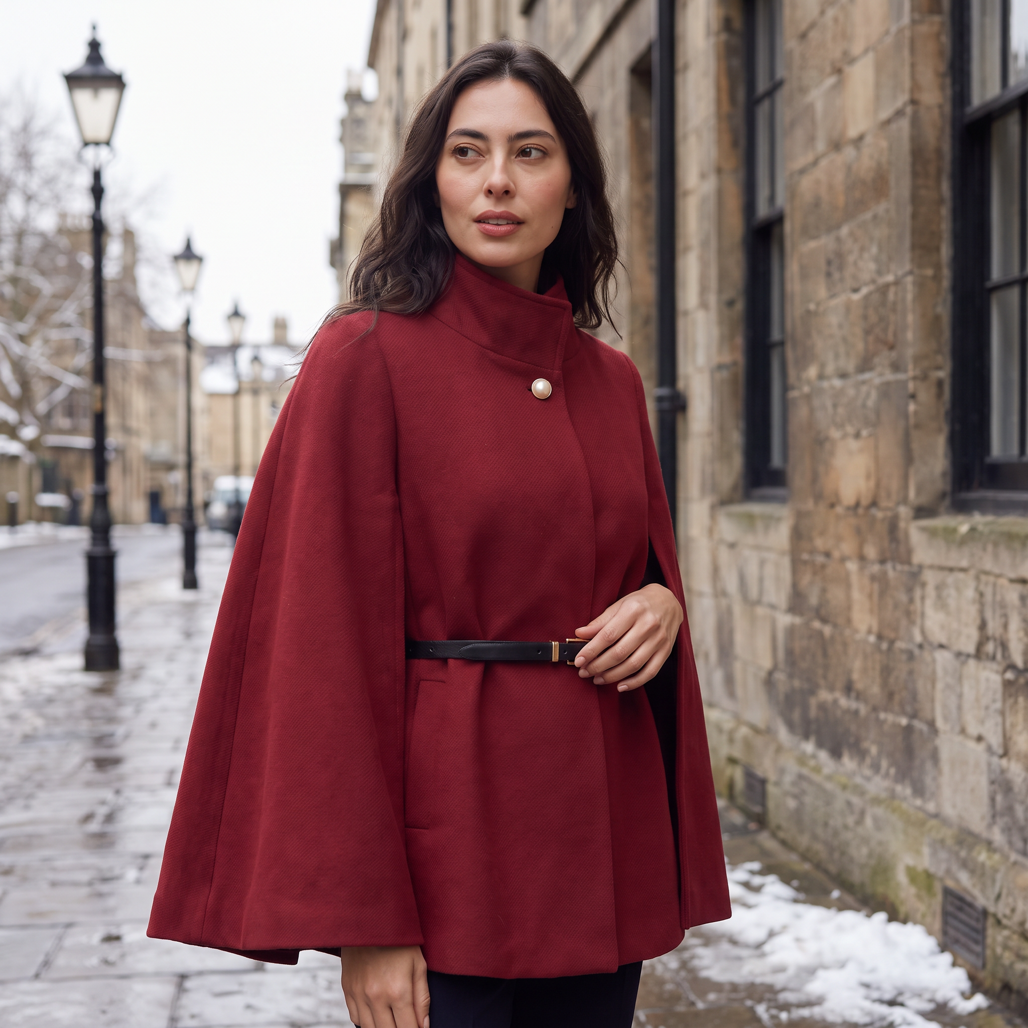 Women's Belted Cloak Coat