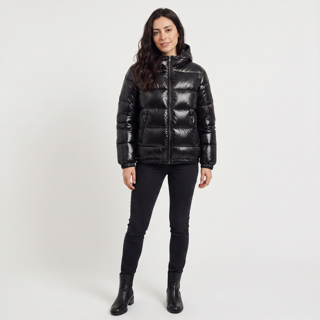 Women's Hooded Glossy Puffer Jacket