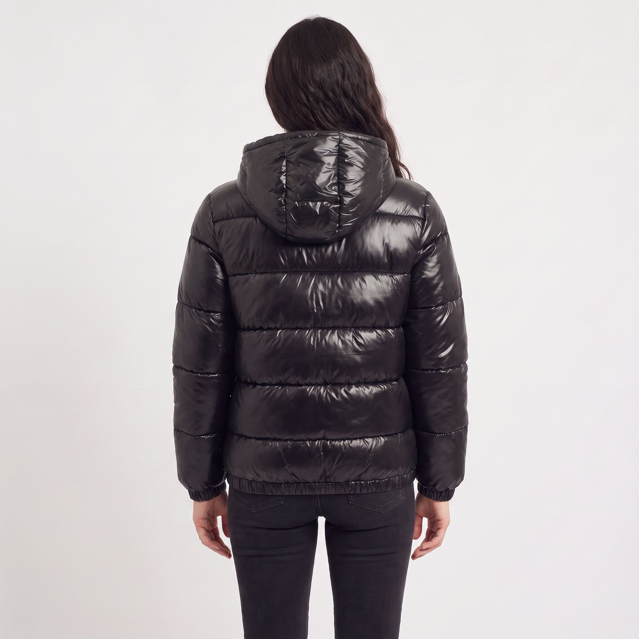 Women's Hooded Glossy Puffer Jacket