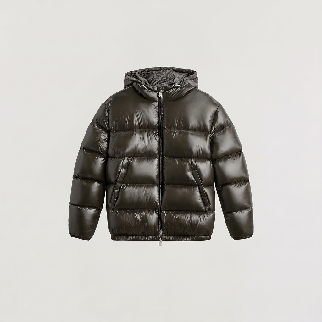 Men's Hooded Glossy Puffer Jacket