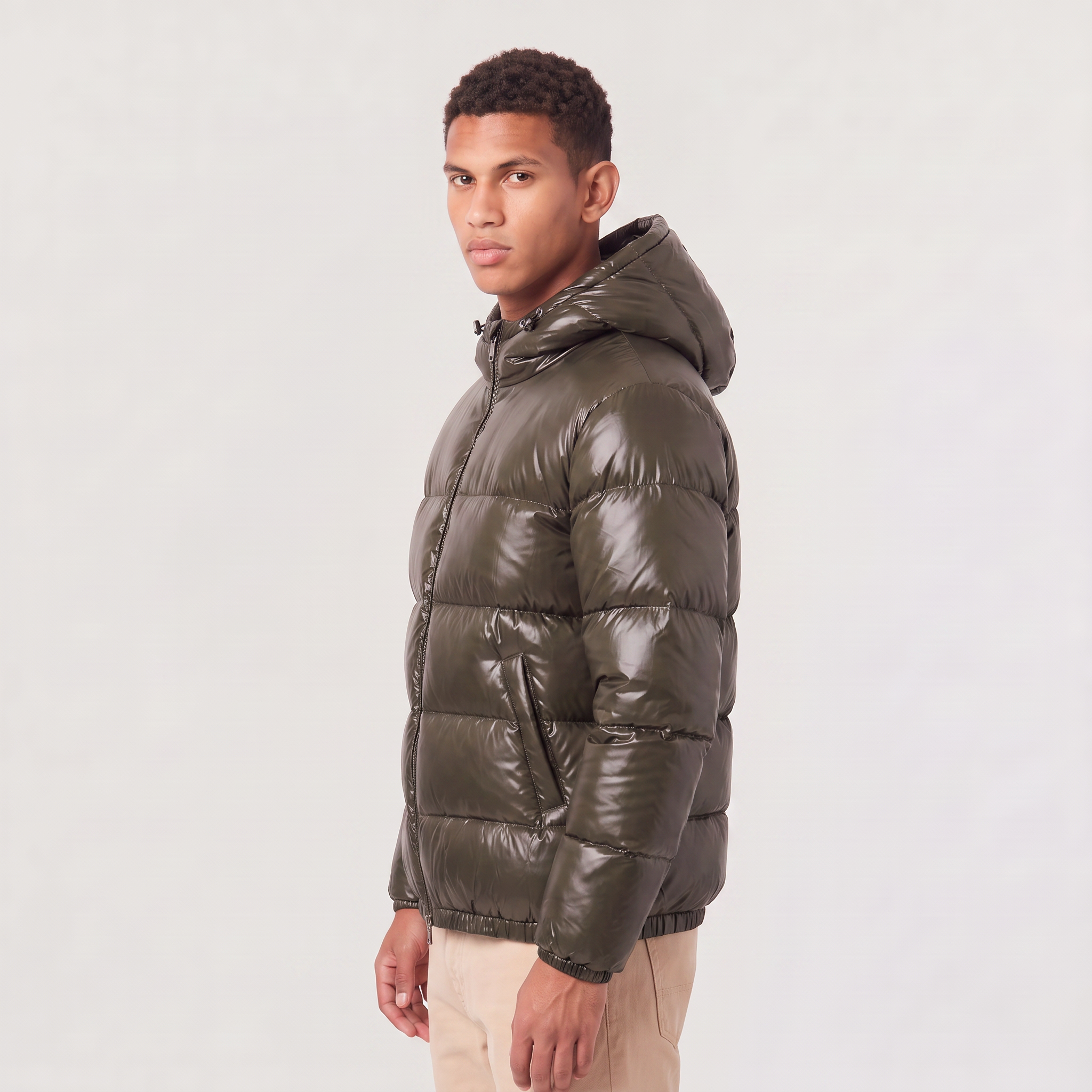 Men's Hooded Glossy Puffer Jacket