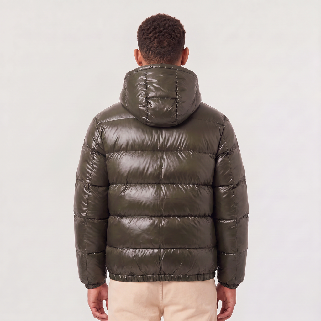 Men's Hooded Glossy Puffer Jacket