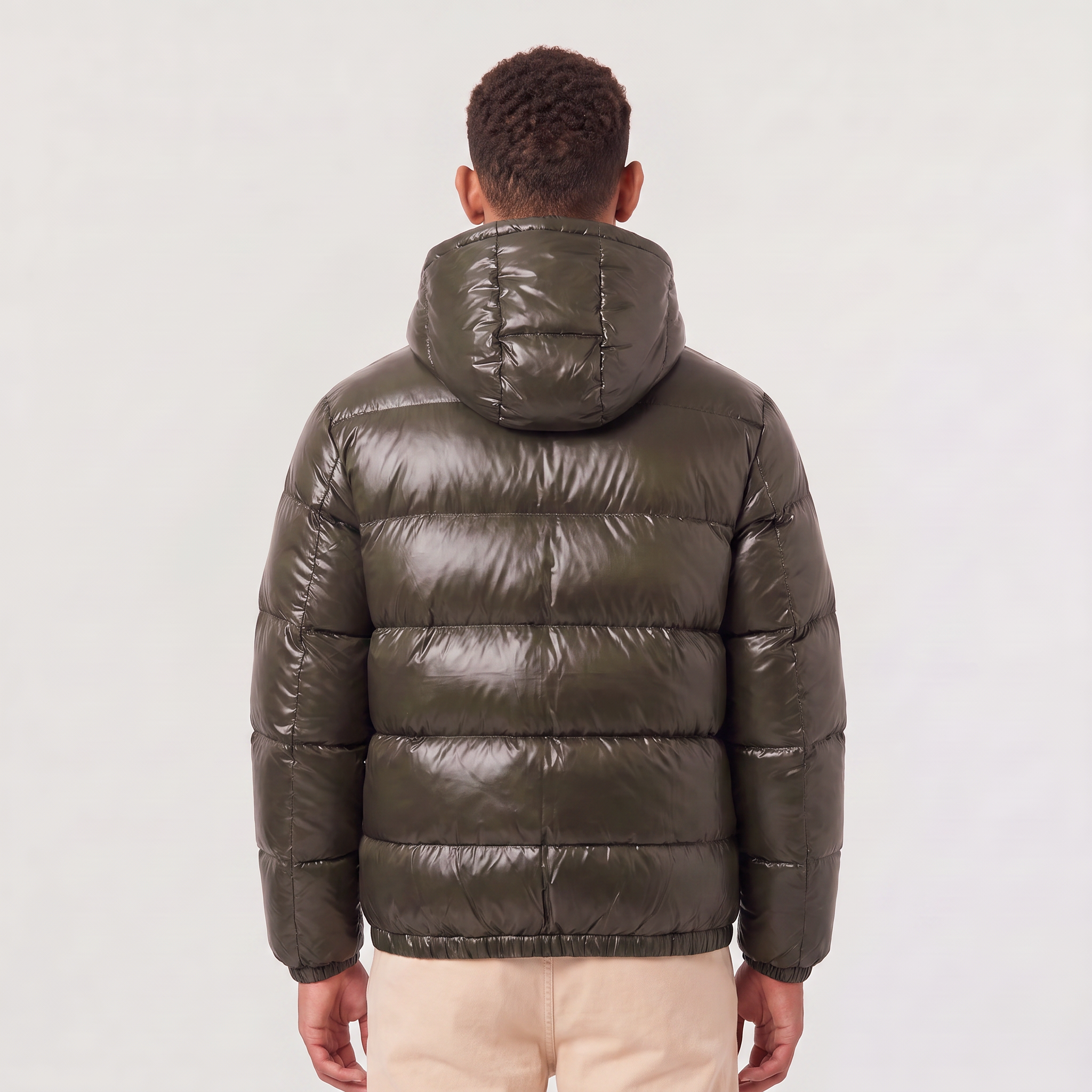 Men's Hooded Glossy Puffer Jacket