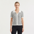 Women's Striped Button-Up Polo Shirt