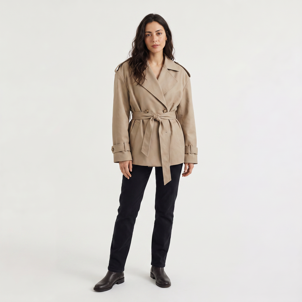 Women's Oversized Wool Blend Short Trench Coat