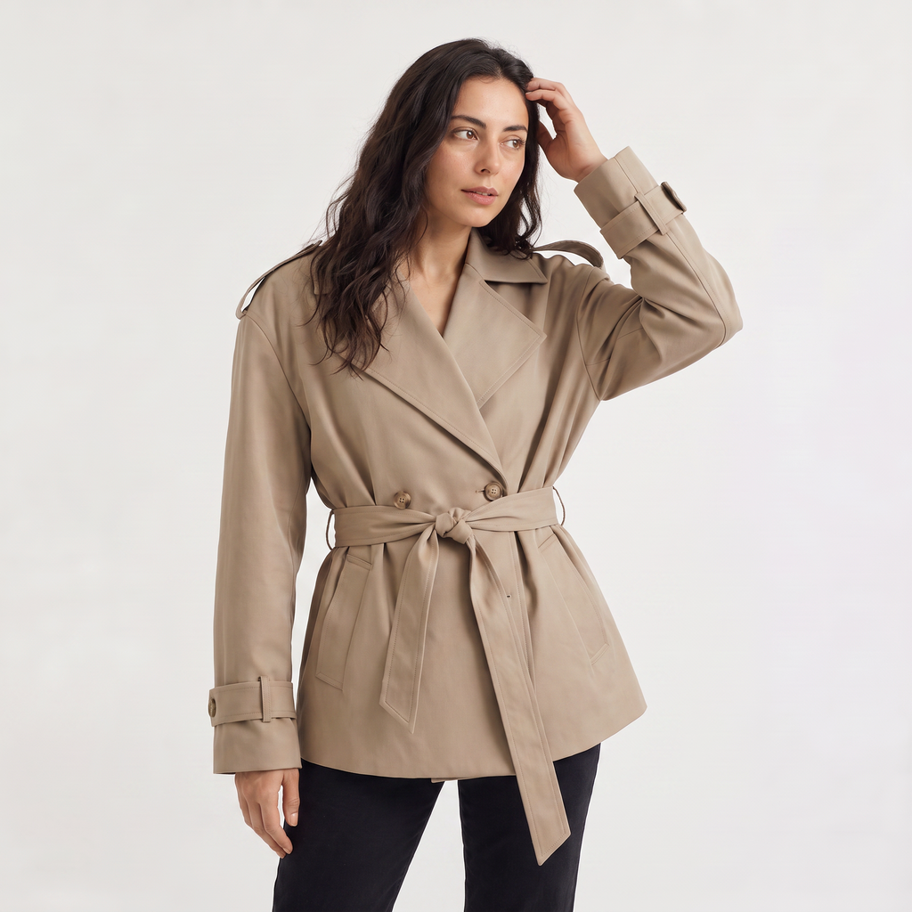 Women's Oversized Wool Blend Short Trench Coat