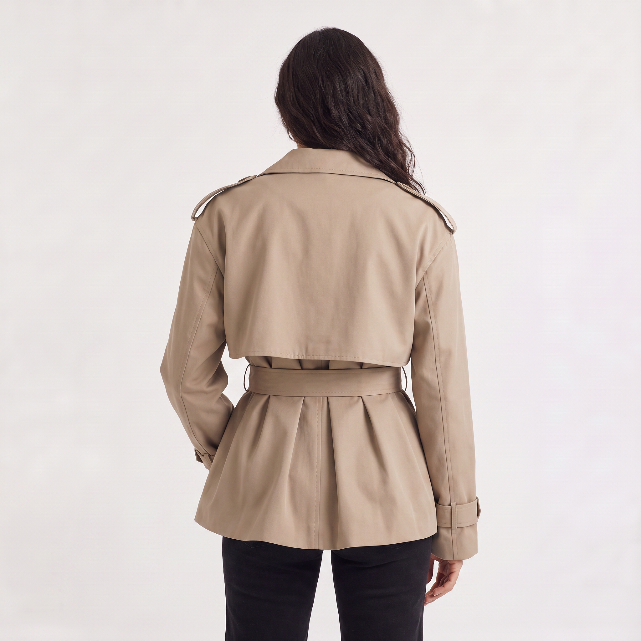 Women's Oversized Wool Blend Short Trench Coat