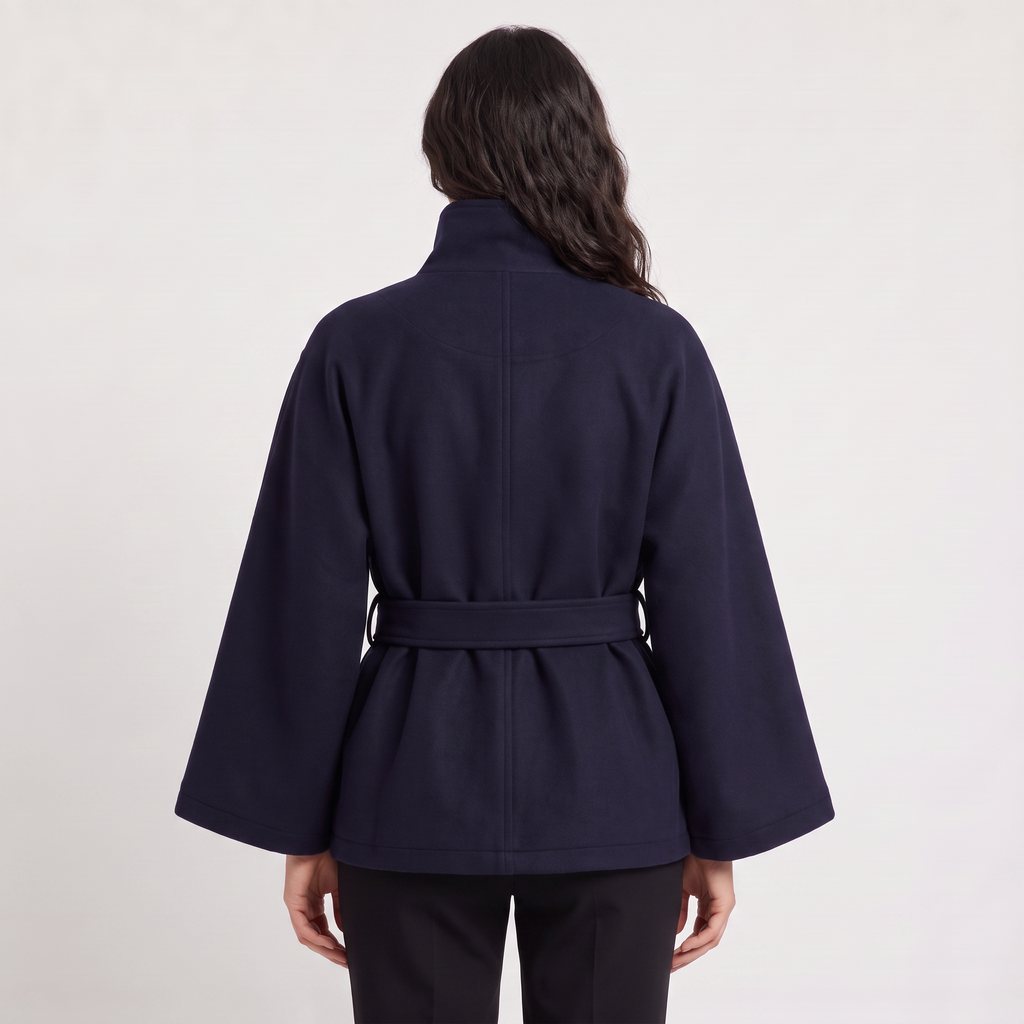 Women’s High-Neck Belted Cape Coat