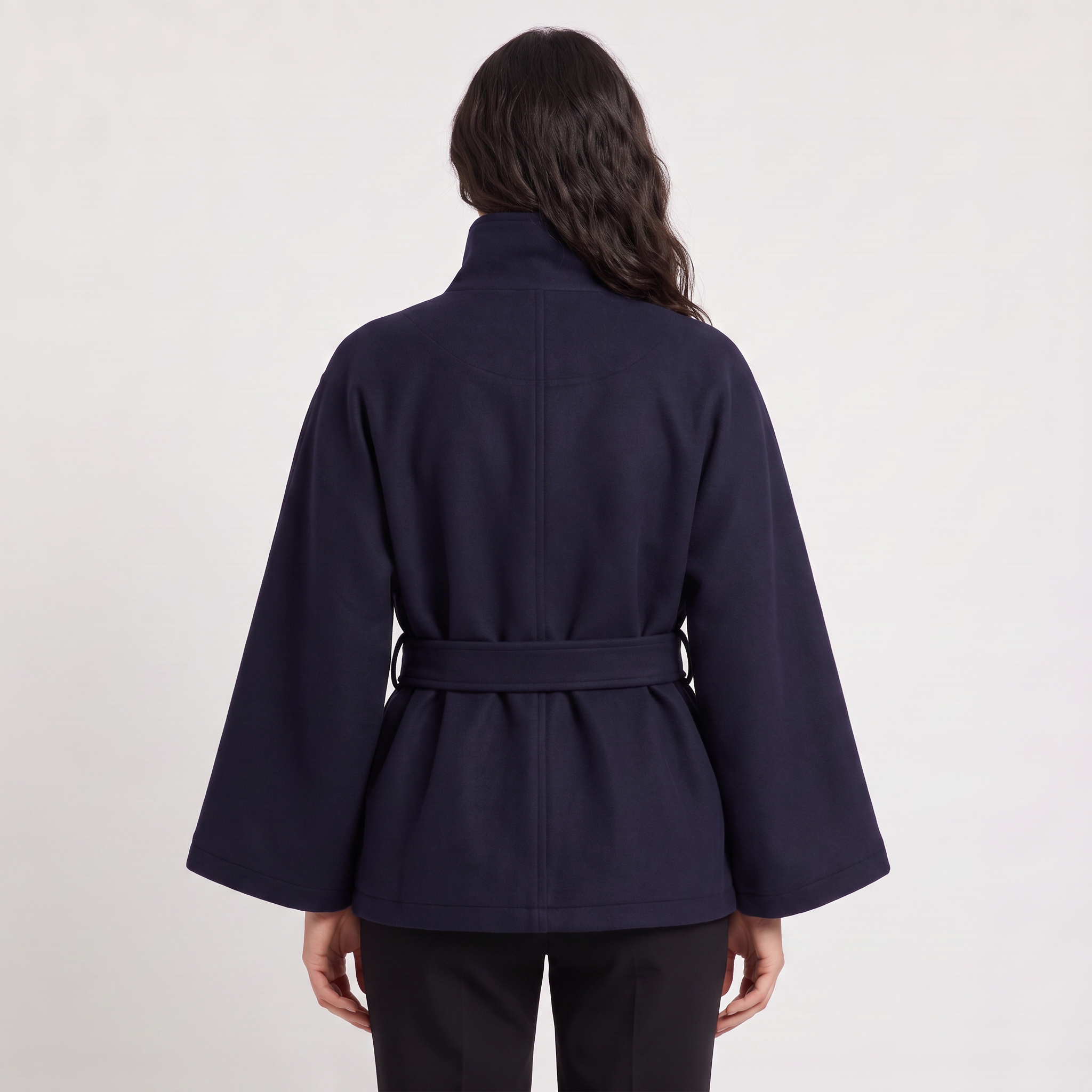 Women’s High-Neck Belted Cape Coat