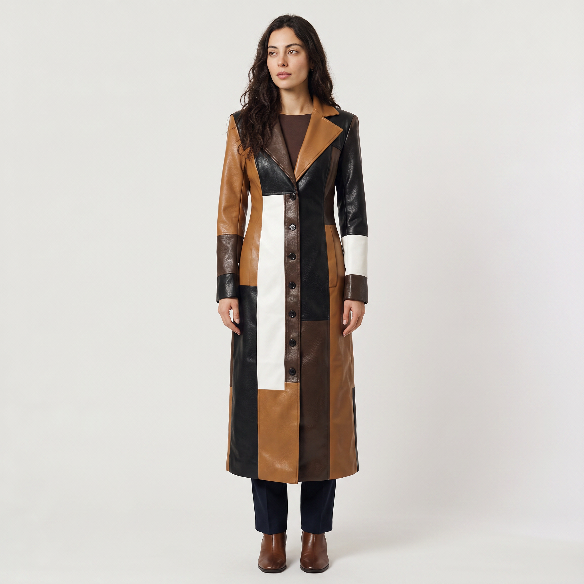 Women's Patchwork Trench Coat