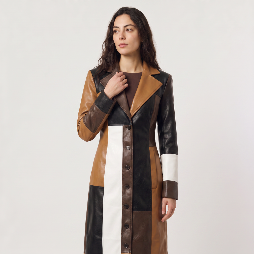 Women's Patchwork Trench Coat