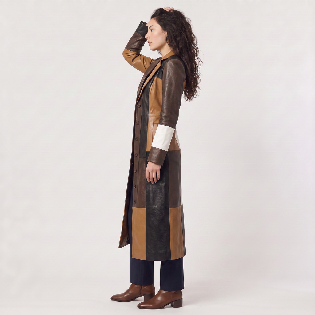 Women's Patchwork Trench Coat
